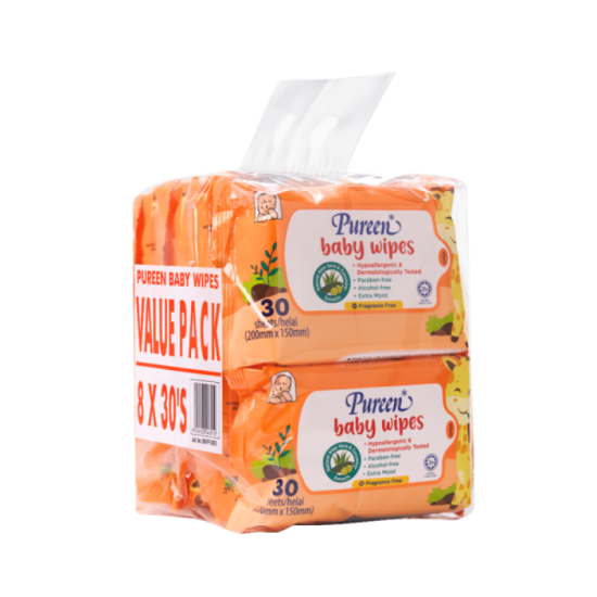 PUREEN BABY WIPES 8X30'S (FF)