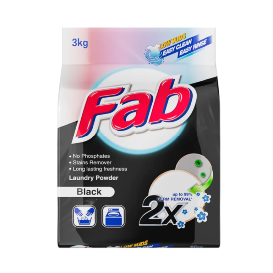 FAB LAUNDRY POWDER BLACK 3KG