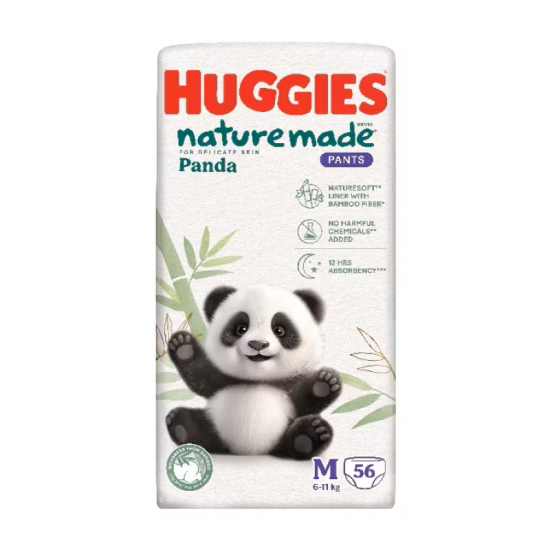 HUGGIES NATURE MADE PANDA PANTS M SJP 56'S
