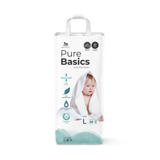 APPLECRUMBY PUREBASICS TAPE DIAPER L38 