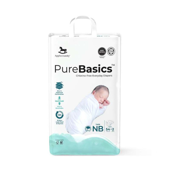APPLECRUMBY PUREBASICS TAPE DIAPER NB54