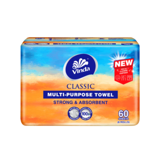 VINDA CLASSIC MULTI PURPOSE TOWEL ROLLS 60'S*6
