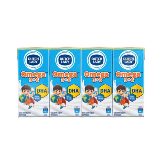 DUTCH LADY UHT OMEGA 3*6 - PLAIN 180ML*4'S
