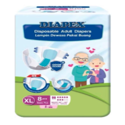 DIAPEX BASIC PLUS ADULT DIAPERS (T.PACK) XL 8S*2