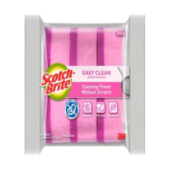 SCOTCHBRITE EASY CLEAN NON-SCRATCH S.SPONGE, 3EA/PK