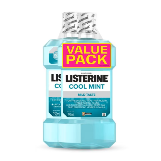 LISTERINE MOUTHWASH COOL MINT MILD TASTE 750ML*2