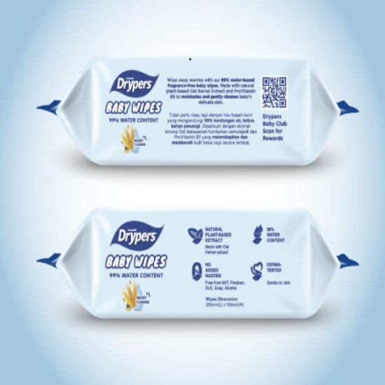 DRYPERS BABY WIPES OAT F.FREE 2x(80s+20s)