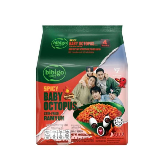 BIBIGO STIR FRIED RAMYUN-SPICY BABY OCTOPUS 122GM*
