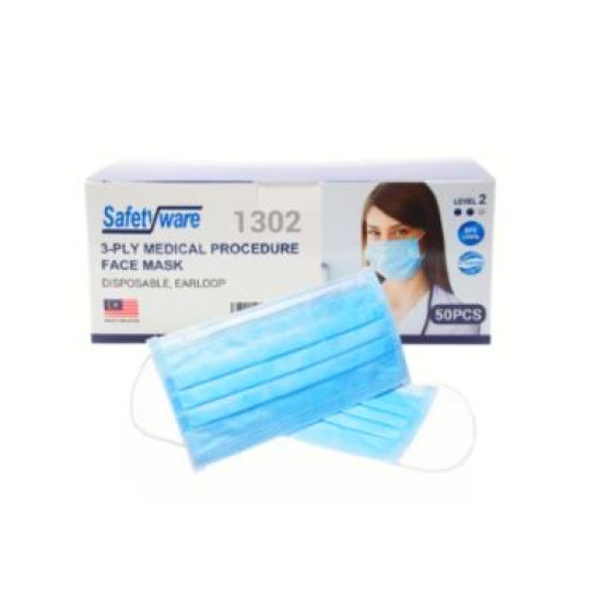 SW 3 PLY MEDICAL FACE MASK - BLUE 1302ELPNK