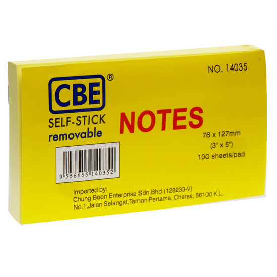 CBE STICK NOTE PAD 14035 3x5