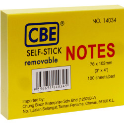 CBE STICK NOTE PAD 14034 3x4 CBE STICK NOTE PAD 14034 3x4