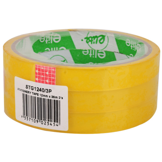 ELITE STATIONERY TAPE 12MMx33Y 3'S STG1240/3P