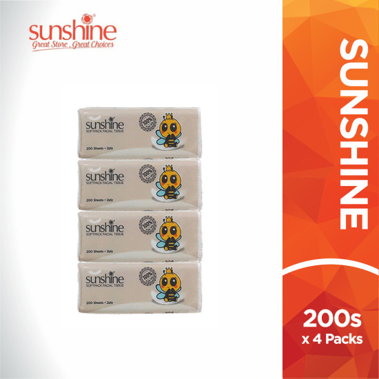 SUNSHINE SOFT PACK TISSUES 200'S *4 