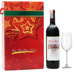 FLORA MERLOT 750ML WITH WINE GLASS FLORA MERLOT 750ML WITH WINE GLASS