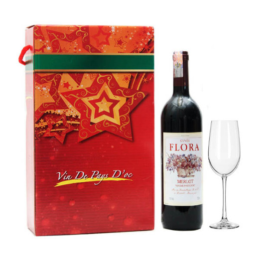 FLORA MERLOT 750ML WITH WINE GLASS