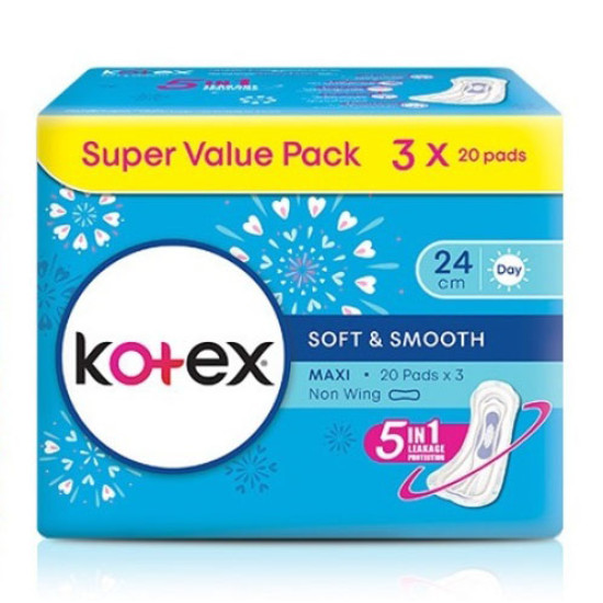 KOTEX SOFT & SMOOTH MAXI 24CM 20S*3