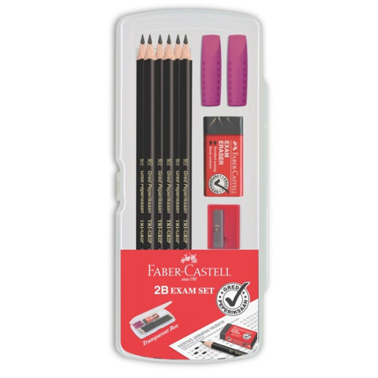 FABER CASTELL TRI GRIP 2B EXAM SET IN CLEAR BOX