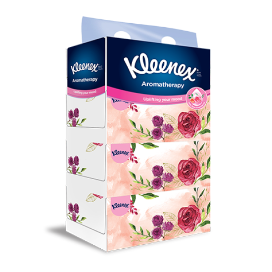 KLEENEX FACIAL TISSUES BOX 3PLY ROSE 90S*4