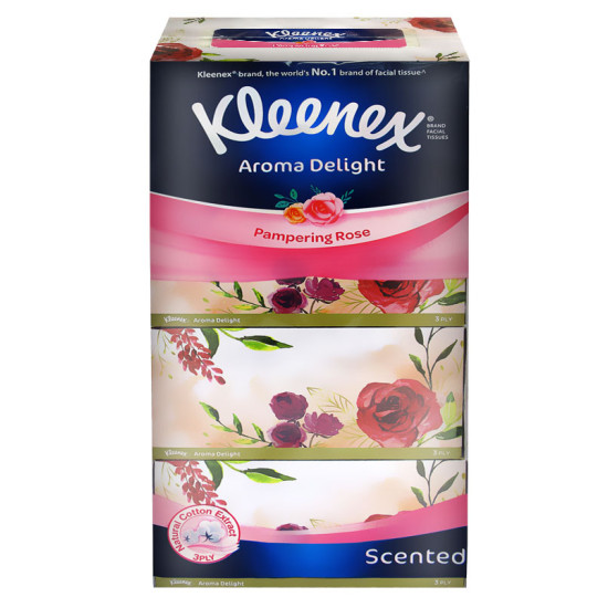 KLEENEX FACIAL TISSUES BOX 3PLY ROSE 90S*4