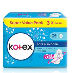 KOTEX SOFT & SMOOTH MAXI WING 24CM 16S*3 KOTEX SOFT & SMOOTH MAXI WING 24CM 16S*3