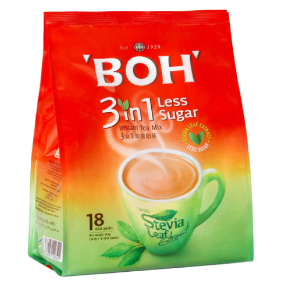 BOH TEA 3IN1 LESS SUGAR 16.5GM*18