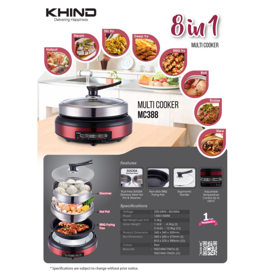 KHIND MULTI COOKER MC388