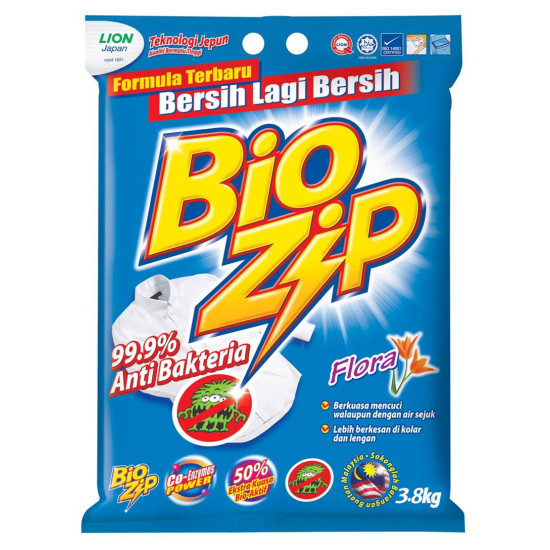 BIO ZIP DETERGENT POWDER - FLORAL 3.8KG