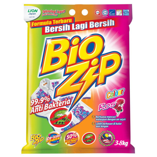 BIO ZIP DETERGENT POWDER - COLOUR 3.8KG