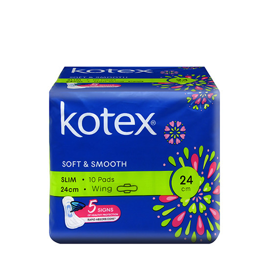 KOTEX SOFT & SMOOTH SLIM WING 24CM 10S