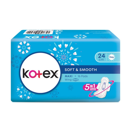 KOTEX SOFT & SMOOTH MAXI WING 24CM 16S