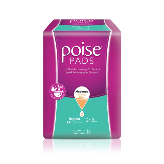 POISE PAD REGULAR 24.8CM 16S