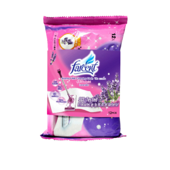 FARCENT ANTI BACTERIA WET TISSUES - LAVENDER 12'S