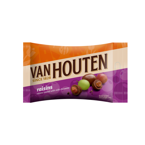 VAN HOUTEN DARK MILK RAISIN DRAGEES 80GM