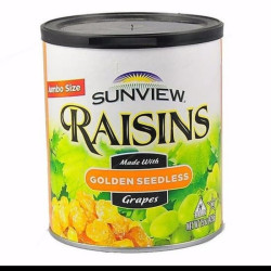 SUNVIEW USA JUMBO LG GOLD RAISINS 15OZ 425GM SUNVIEW USA JUMBO LG GOLD RAISINS 15OZ 425GM