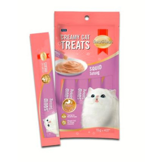 SMART HEART CAT TREAT - SQUID 15G*4S