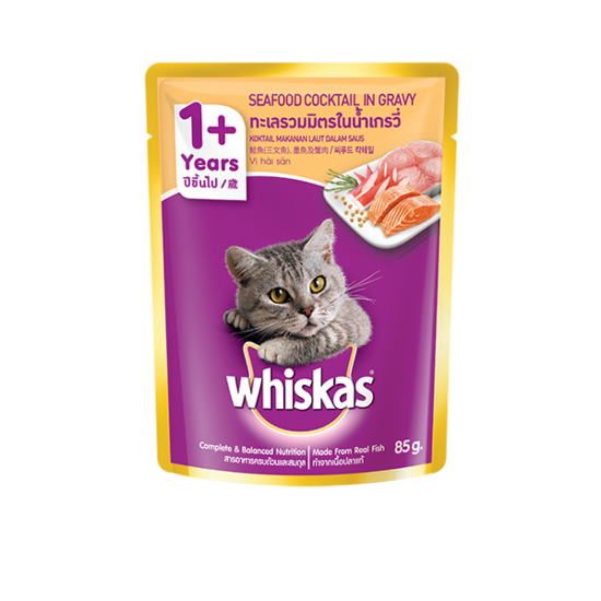 WHISKAS (POUCH) SEAFOOD COCKTAILS 85G