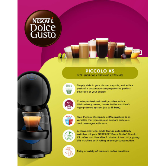 NESCAFE DOLCE GUSTO KRUPS PICCOLO XS DARK RED & BL