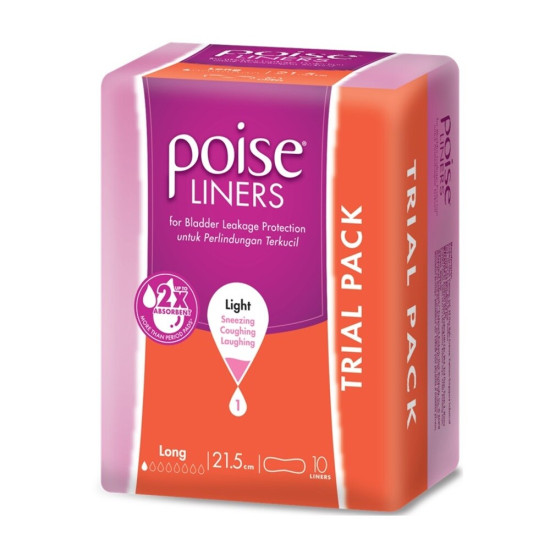 POISE PAD LINER LONG 21.5CM 10S