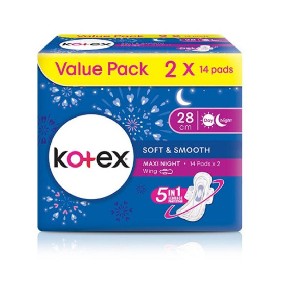 KOTEX SOFT & SMOOTH MAXI NIGHT WING 28CM 28S