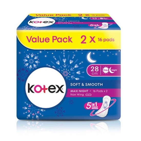 KOTEX SOFT & SMOOTH MAXI NIGHT 28CM 16S*2