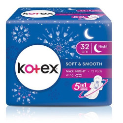 KOTEX SOFT & SMOOTH MAXI NITE WING 32CM 12S KOTEX SOFT & SMOOTH MAXI NITE WING 32CM 12S
