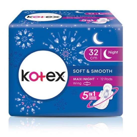 KOTEX SOFT & SMOOTH MAXI NITE WING 32CM 12S