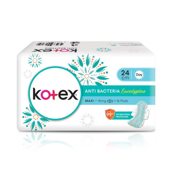 KOTEX NATUREL ANTI-BACTERIAL MAXI WING 24CM 16S