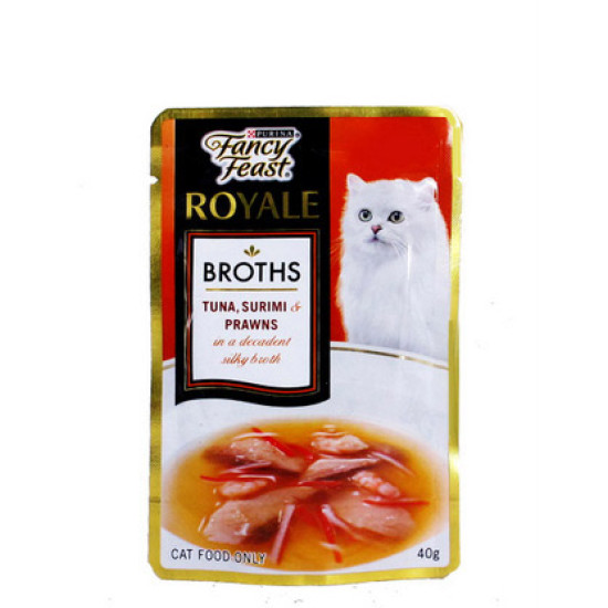 FANCY FEAST BROTHS TUNA SURIMY & PRAWNS 40GM