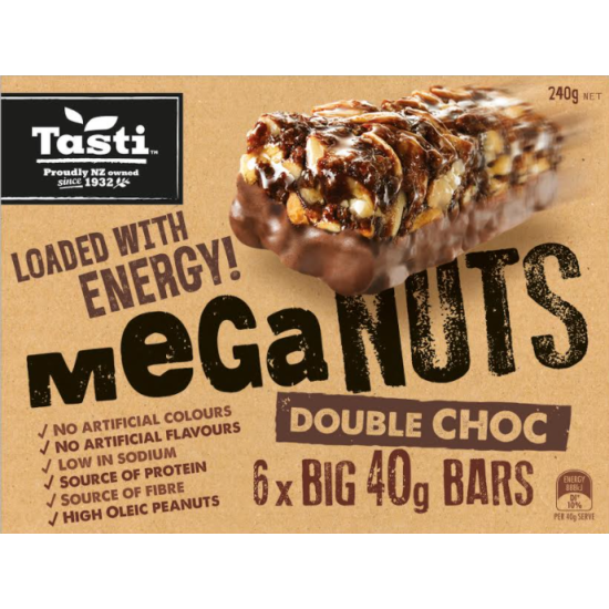 TASTI MEGANUTS DOUBLE CHOC 40GM*6