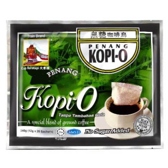 TRAIN BRAND PENANG KOPI-O NO SUGAR ADDED 10GM*20