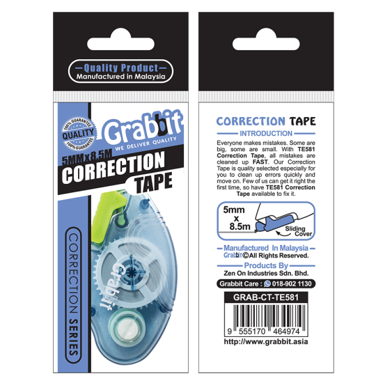 GRABBIT CORRECTION TAPE 5MMx8.5M 1PCS