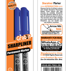 GRABBIT SHARPLINER PERMANENT MARKER BL 2PCS