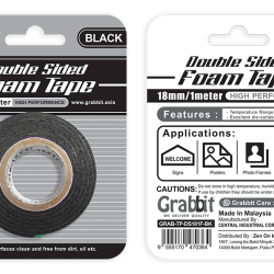 GRABBIT D/SIDED FOAM TAPE 18MMx1Mx1ROLL BK GRABBIT D/SIDED FOAM TAPE 18MMx1Mx1ROLL BK