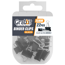GRABBIT BINDER CLIPS 15MM BK 22PCS GRABBIT BINDER CLIPS 15MM BK 22PCS